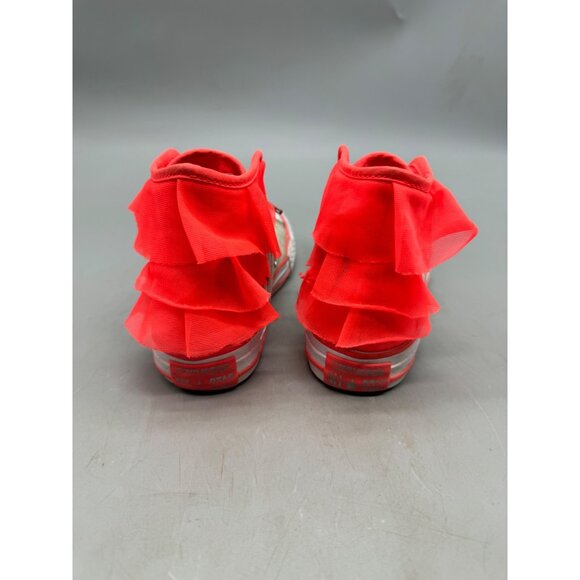 Converse All Star Chuck Taylor High-Top Sneakers With Red Ruffle Accents 11 READ - Picture 3 of 7